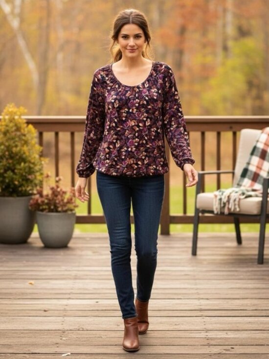 Tops - Northern reflection Floral Print Womens Top - Multicolor size XL